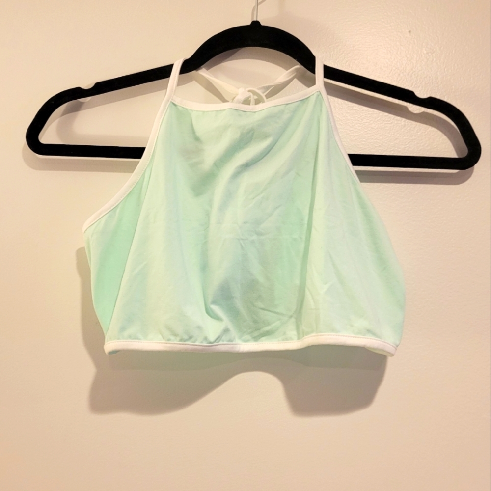 Mint Green/ Blue Halter Crop Top NWT